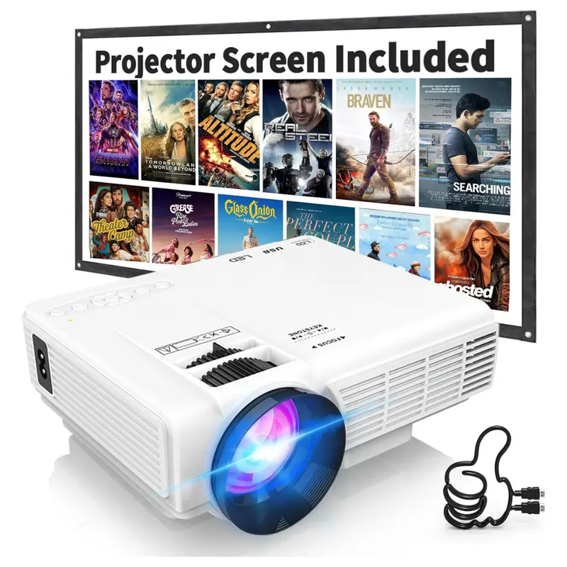 Fhd 1080P Mini Bluetooth Projector With Screen 1