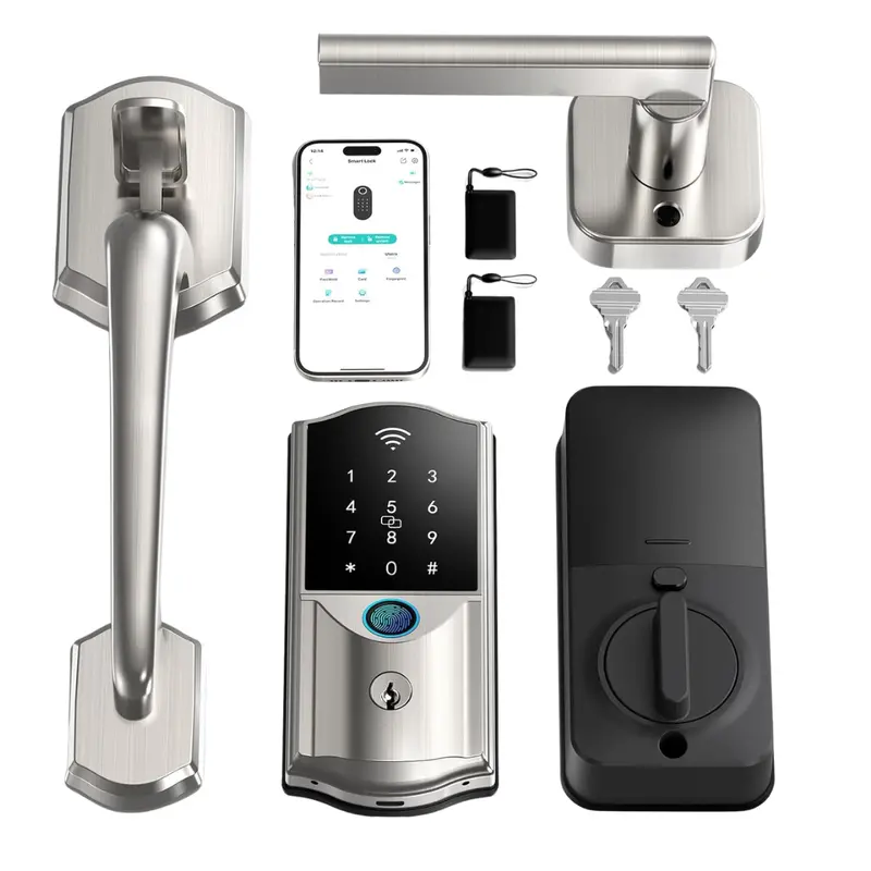 Fingerprint Wifi Smart Front Door Lock With Handle (Various) 1
