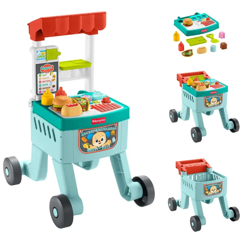 Fisher-Price Baby Push Toy 4-In-1 Snack Cart Walker Learning Activity 1