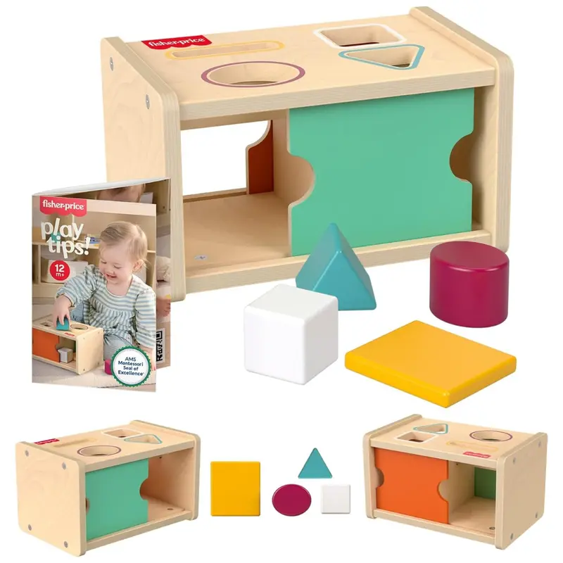 Fisher-Price Wood Montessori Toy Object Permanence Box Sort & Find 1