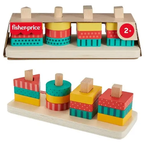 Fisher-Price Wood Toddler Toy Shape Stacker 1