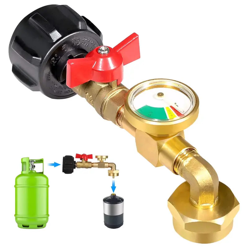 Fixdono Propane Refill Adapter With Valve & Gauge 1