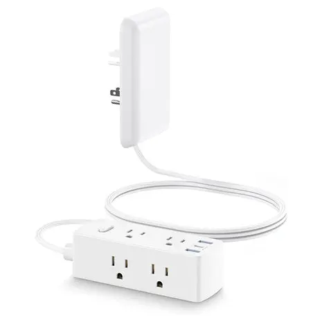 Flat Extension Cord Power Strip With 6 Outlets & Usb-C 1