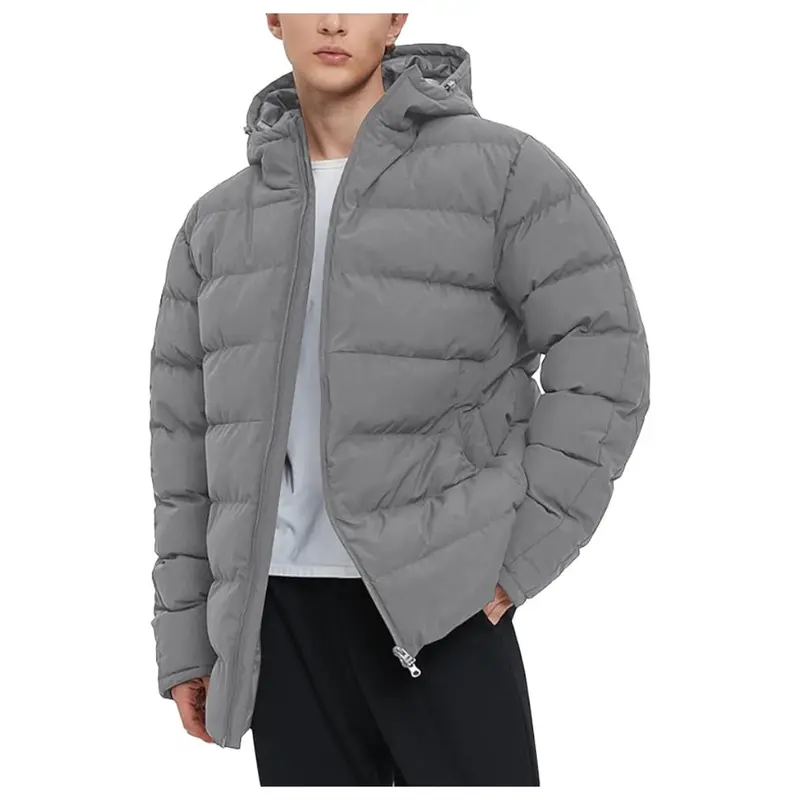 Flygo Men's Insulated Winter Waterproof Hooded Puffer Jacket 1