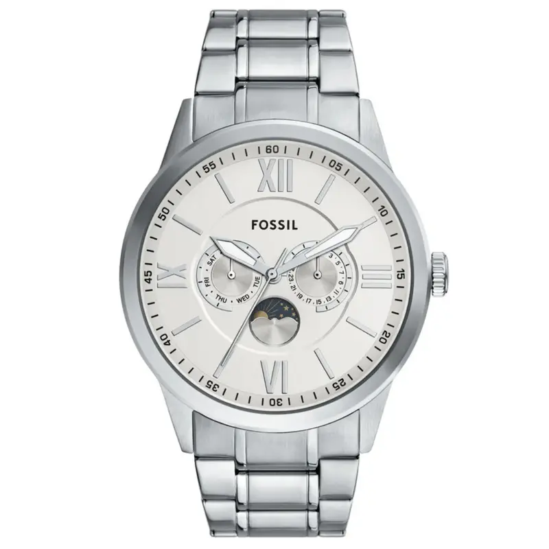 Fossil Men's Flynn Multifunction Silver Tone Bracelet Watch 1