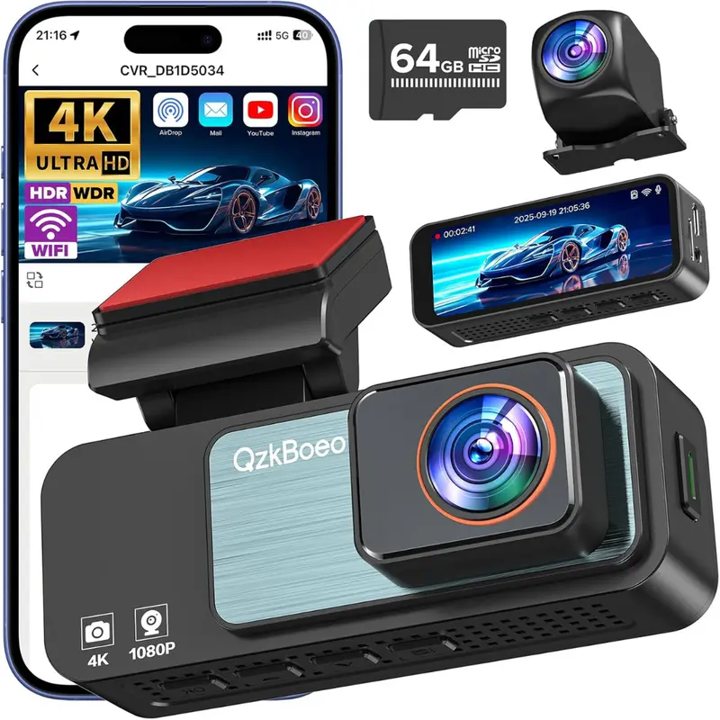 Front And Rear 4K+1080P Dual Dash Cam With 3.2" Full Screen 1