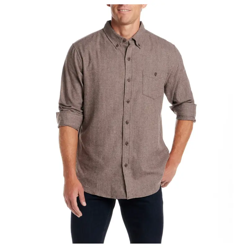 Frontier Threads Men's Long Sleeve Button Down Solid Flannel Shirt 1