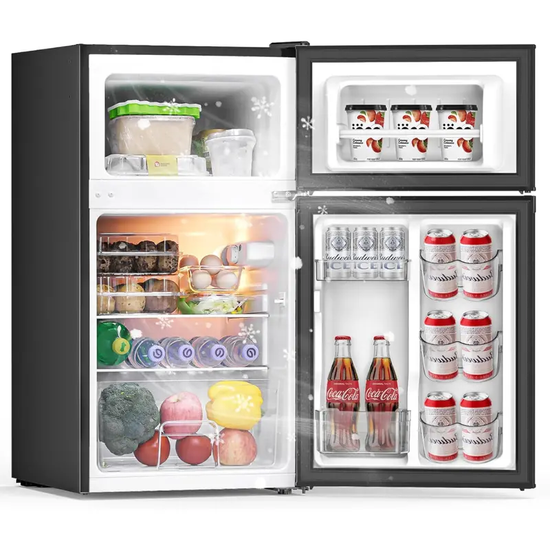 Frostorm 3.2 Cu. Ft. Double Door Mini Fridge With Freezer 1