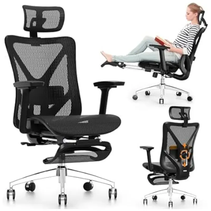 Gabrylly Ergonomic 135Deg. Reclining Office Chair With Footrest 1