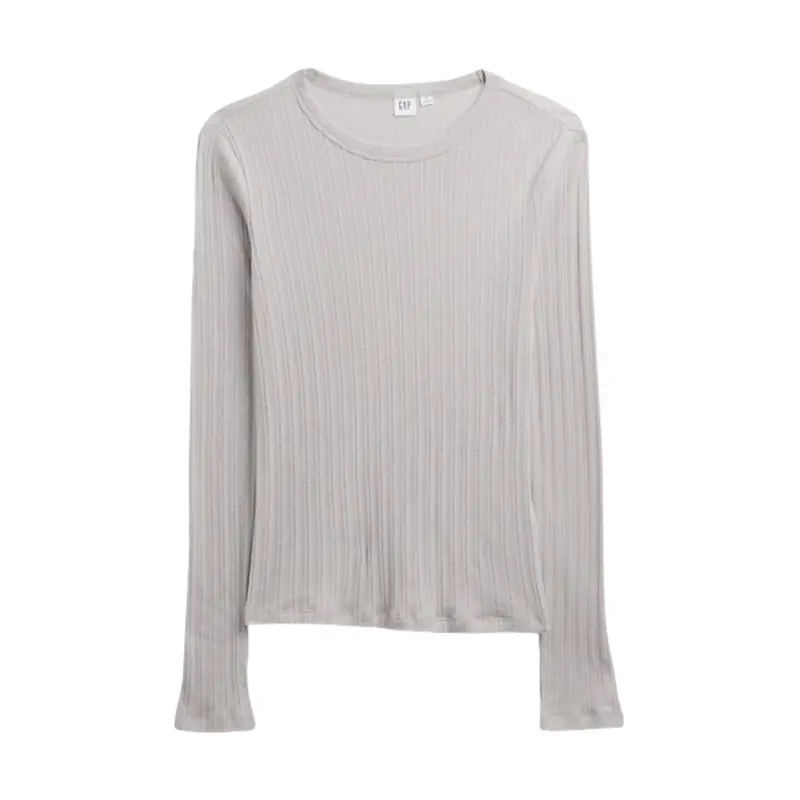 Gap Factory Women's Ribbed Pointelle Crewneck T-Shirt 1