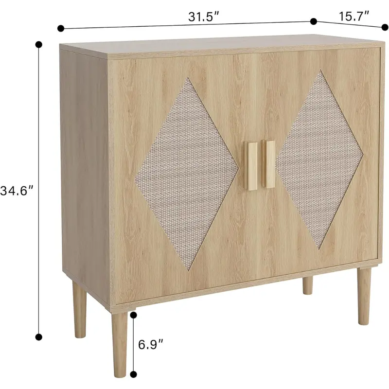 Garveetech Modern Rattan Buffet Cabinet With 2 Doors 1
