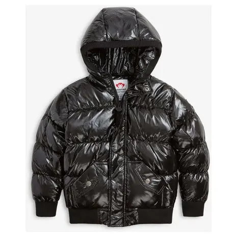 Girl's Black Slim Puffy Coat 1