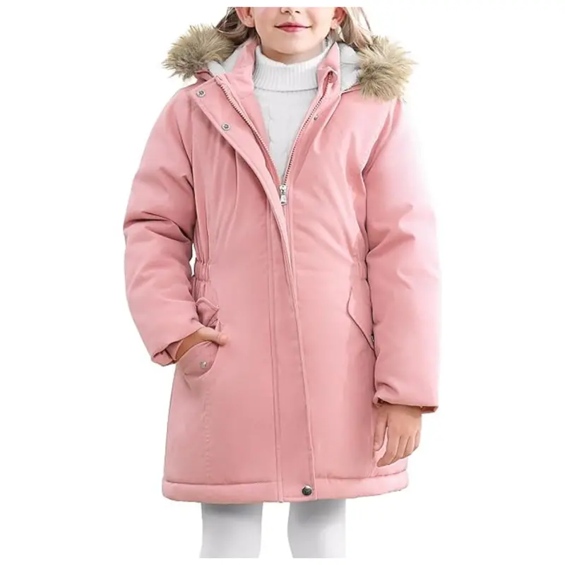 Girls' Winter Coat Warm Fleece Puffer Jacket W/ Fur Trim 1