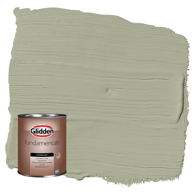 Glidden Fundamentals Olive Sprig / Green Flat 1 Quart Exterior Paint 1