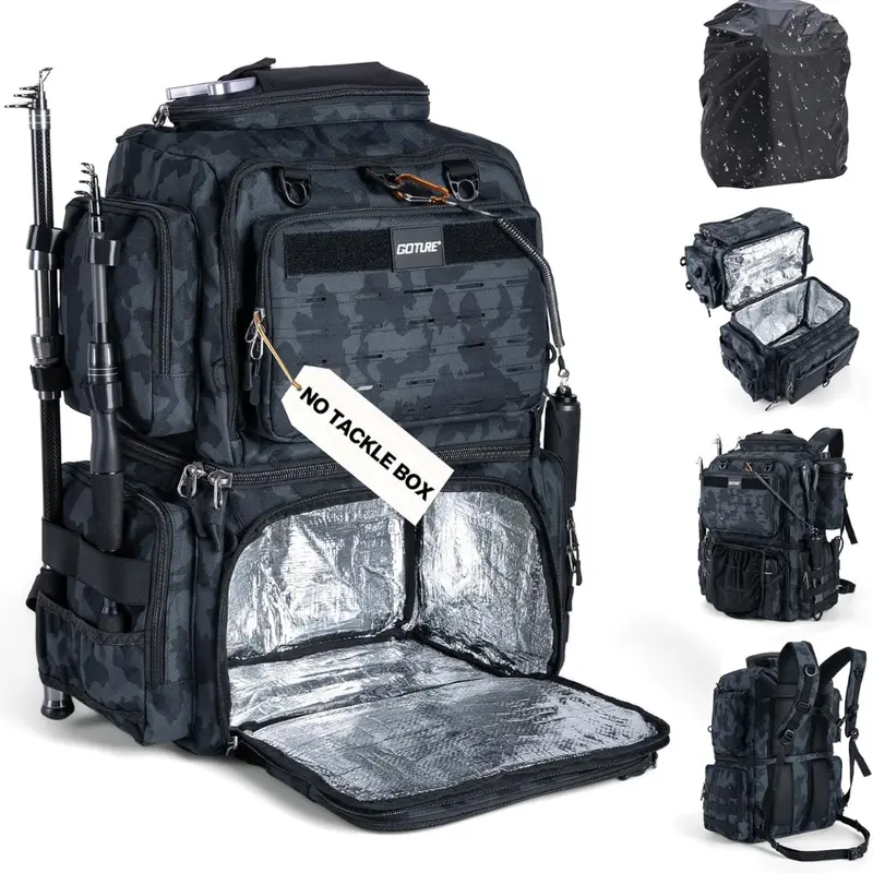 Goture 53L Water-Resistant Insulated Tackle Backpack With Cooler 1