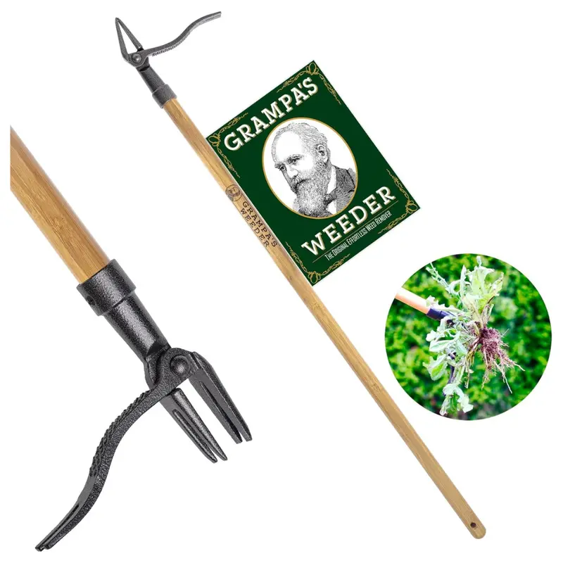Grampa's Weeder Original Stand-Up Weed Puller Tool With Long Bamboo Handle 1