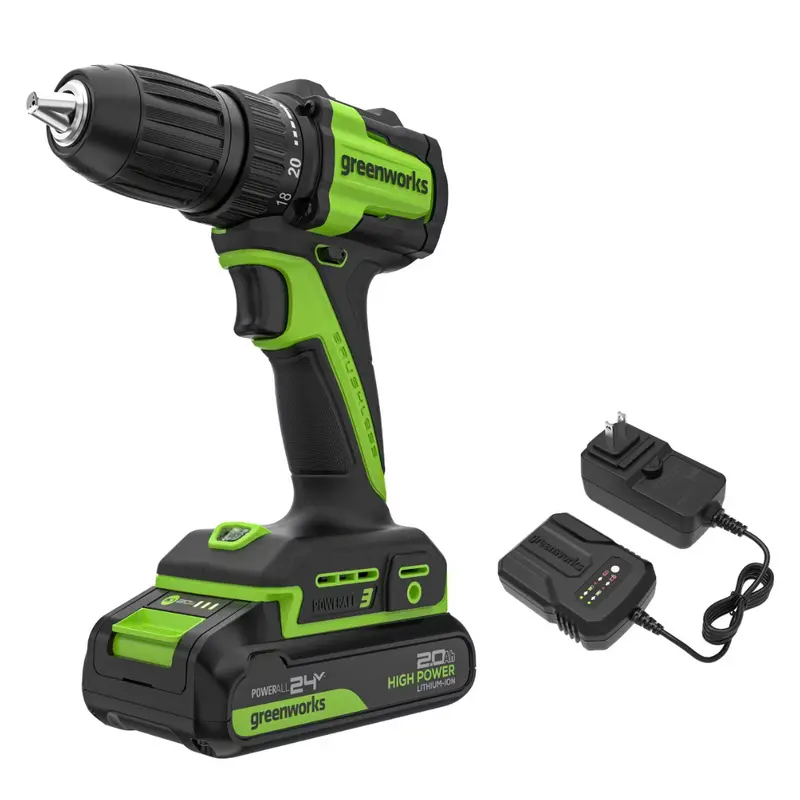 Greenworks Powerall 24V Cordless Brushless Drill/Driver W/ 2Ah Battery & Charger 1