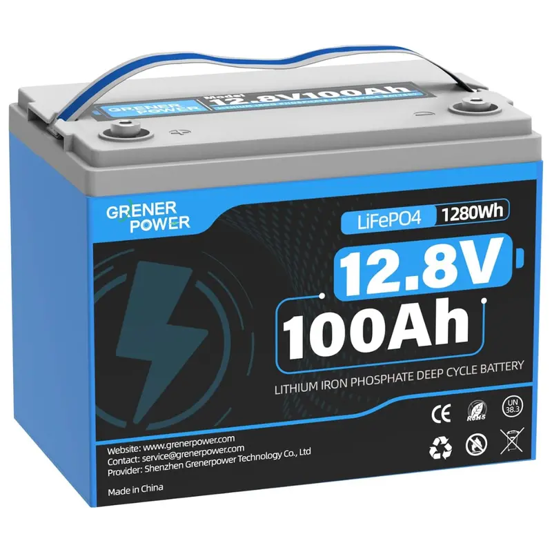 Grenerpower 12V 100Ah Lifepo4 Deep Cycle Lithium Battery W/ 100A Bms 1