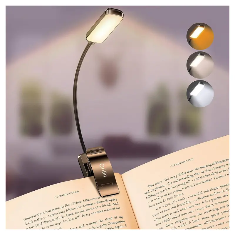 Gritin 9 Led 3 Color Rechargeable Book Light 1