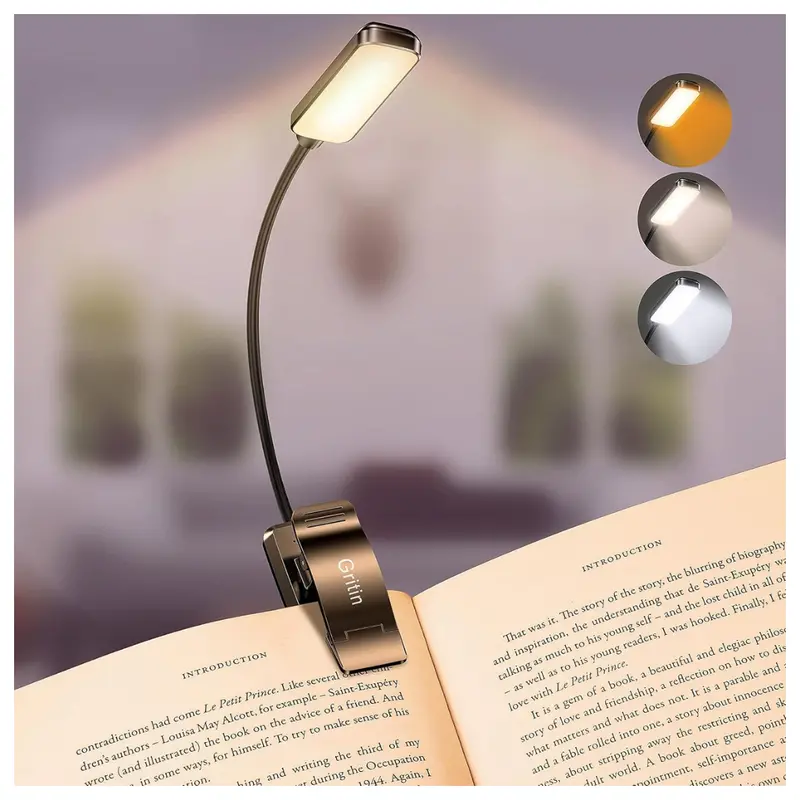 Gritin 9 Led 3 Color Rechargeable Book Light 1