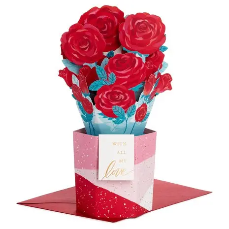 Hallmark 3D Pop-Up Rose Bouquet Card 1