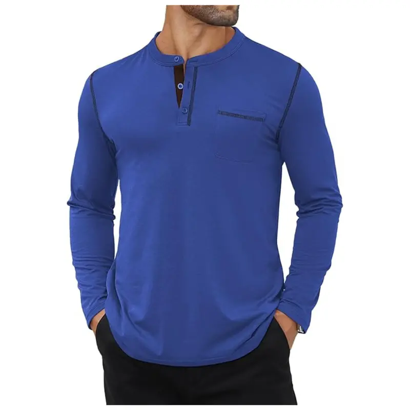 Hardaddy Men's Long Sleeve Basic Pullover Henley Shirt 1