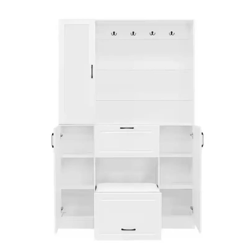 Harper & Bright Designs 51" Hall Tree With Shoe Cabinet 1