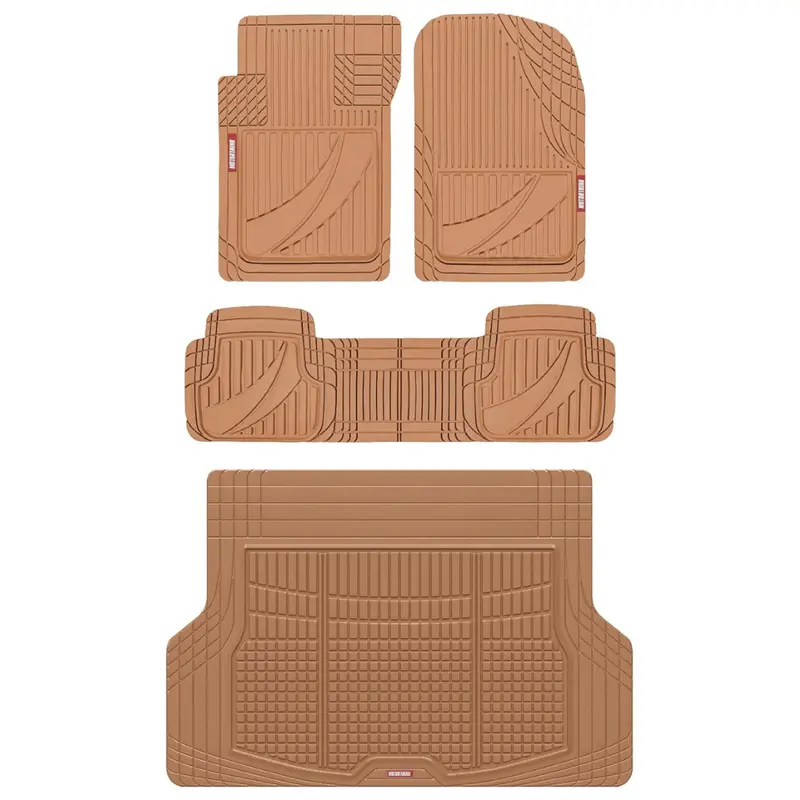 Heavy Duty Beige Rubber Car Floor Mats & Cargo Liner 1