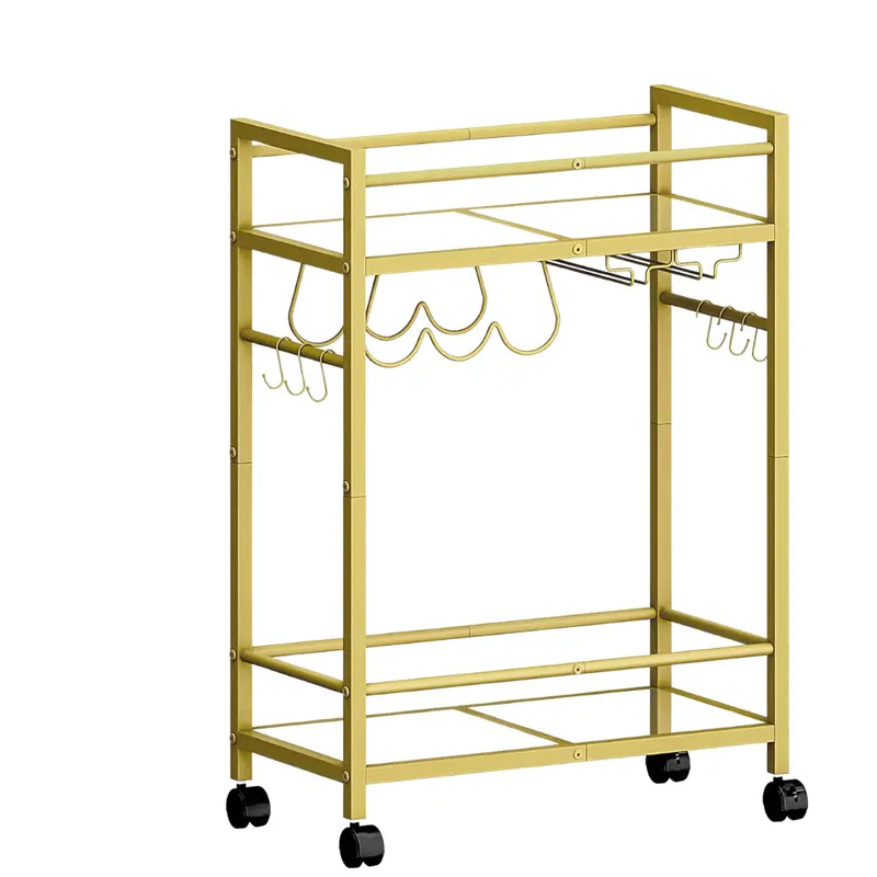 Home Bar Rolling Serving Cart With 2 Mirrored Shelves (Various) 1