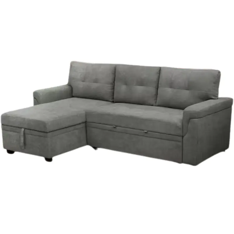 Homestock 85" Square Arm Velvet L-Shaped Sofa 1