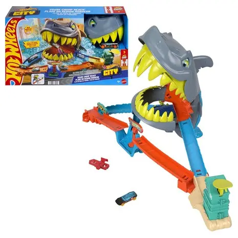 Hot Wheels City Shark Chomp Beach Toy Car Track Playset 1
