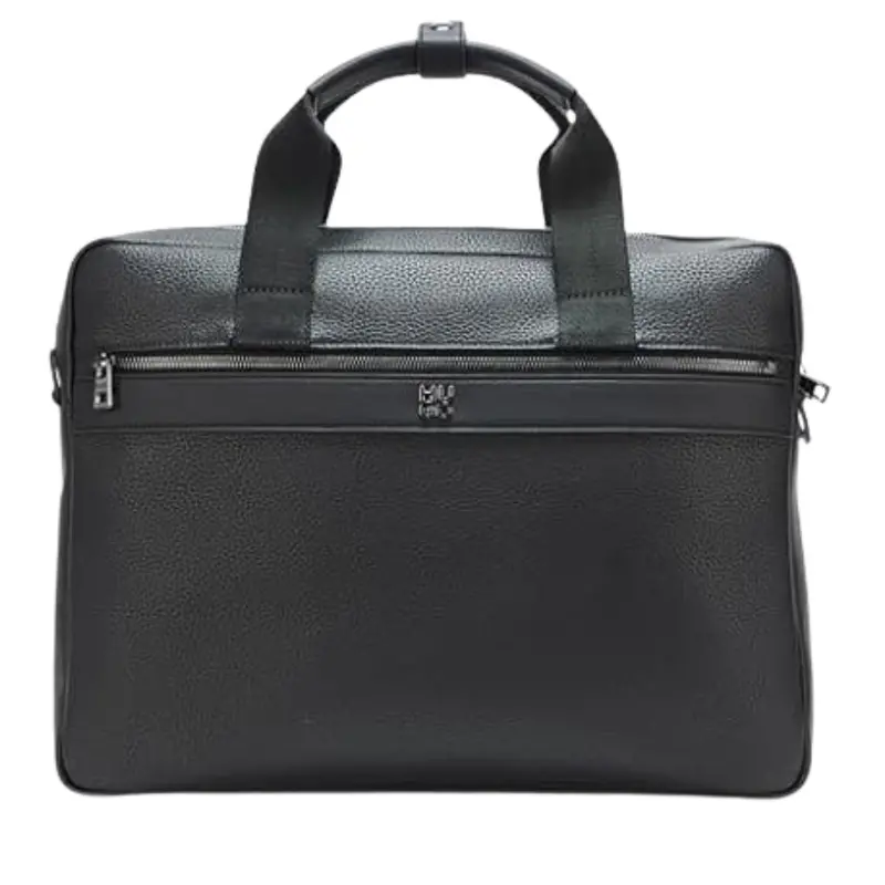 Hugo Stacked Logo Leather Briefcase 1
