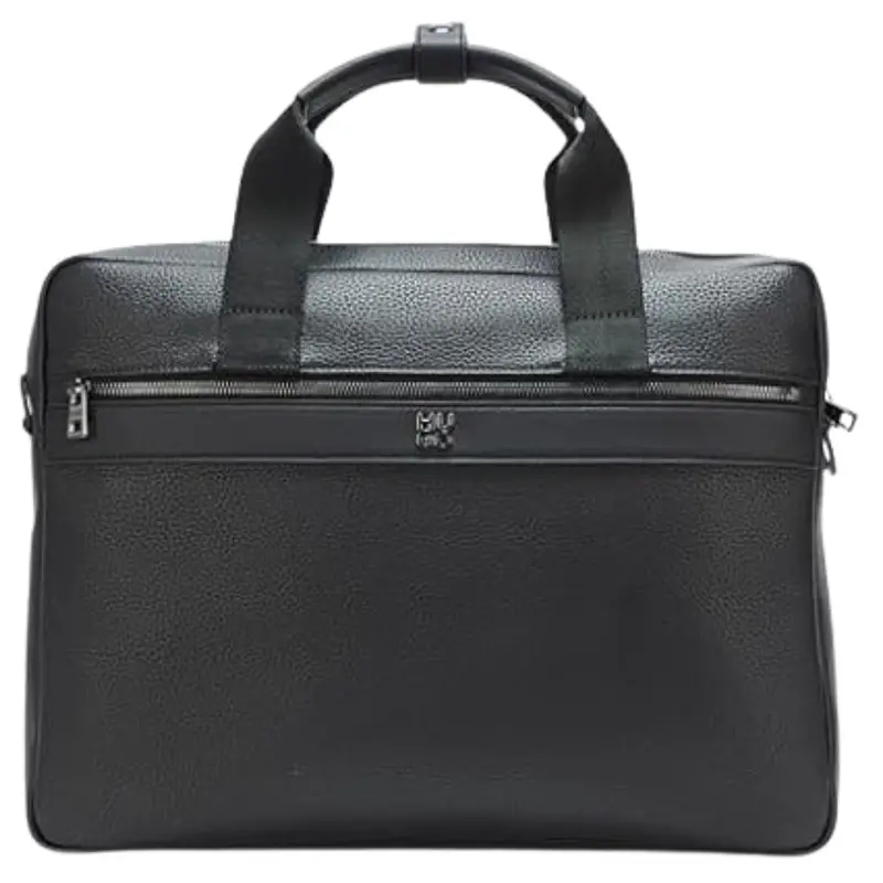 Hugo Stacked Logo Leather Briefcase 1