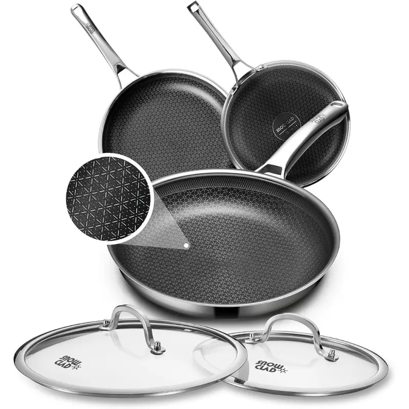 Hybrid Nonstick Frying Stainless Steel Pan Set With 2 Lids 1