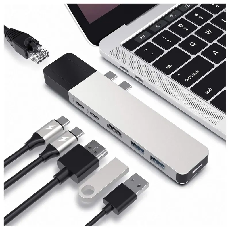 Hyperdrive Net 6-In-2 Multi-Port Usb-C Dongle W/ Gigabit Ethernet 1