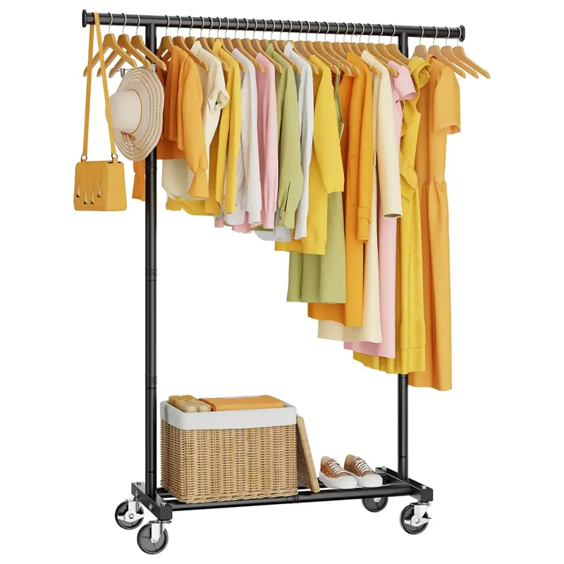 Hyseyy Metal Rolling Clothing Rack (Black) 1