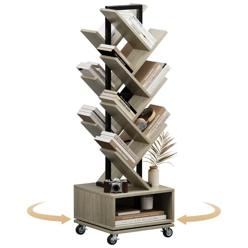 Iabifo 14 Tire Rotating Bookshelf With Brake Wheels 1