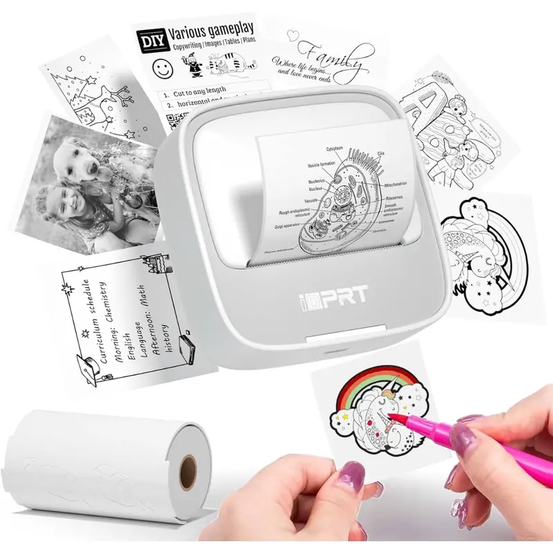 Idprt Mini Sticker Printer With 1 Roll Sticker Paper 1