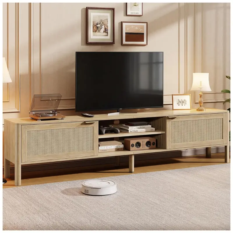 Ikalife Rattan Tv Stand, Fits Up To 65 Inch Tvs 1
