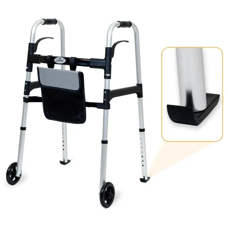 Iliving Easy Folding Rolling Walker W/ Basket & Glide Skis 1