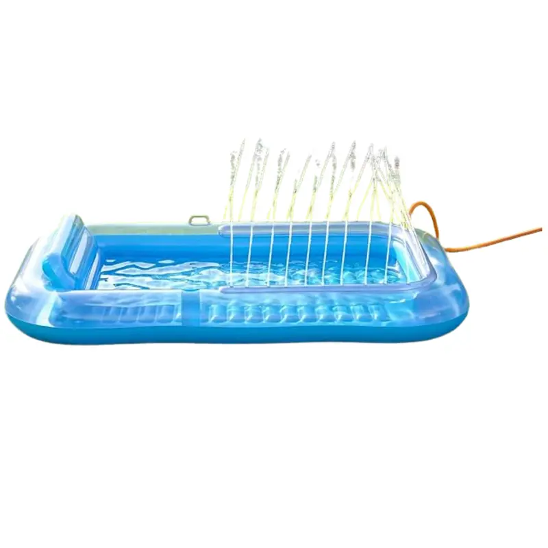 Inflatable 77'' X 48'' Xl 6 In 1 Tanning Pool Lounger Float With Sprinkler 1
