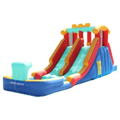 Inflatable Double Water Slide Bounce House With Pool 1