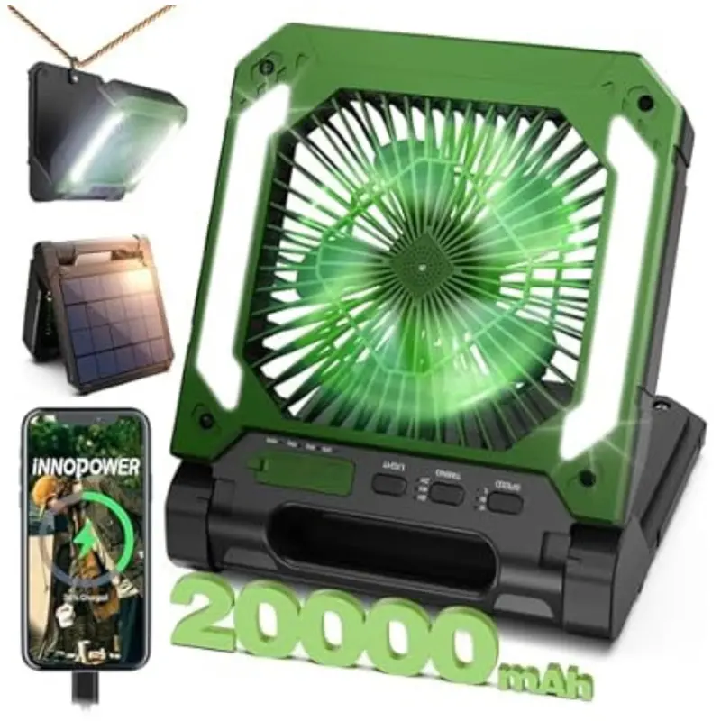 Innopower 20000Mah Rechargeable Solar Camping Fan 1