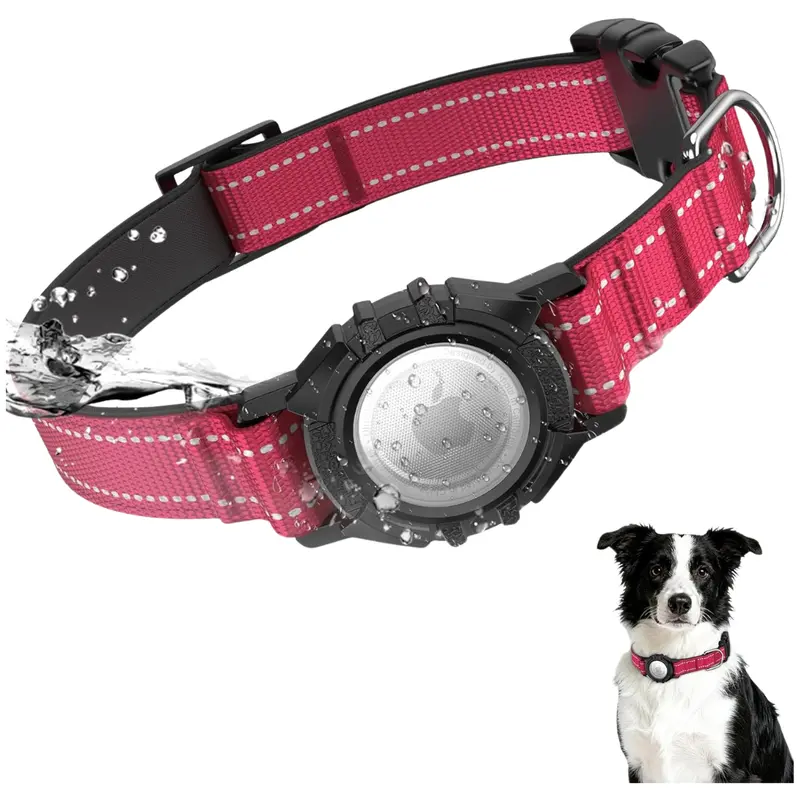 Ip68 Waterproof Reflective Dog Collar With Airtag Holder 1