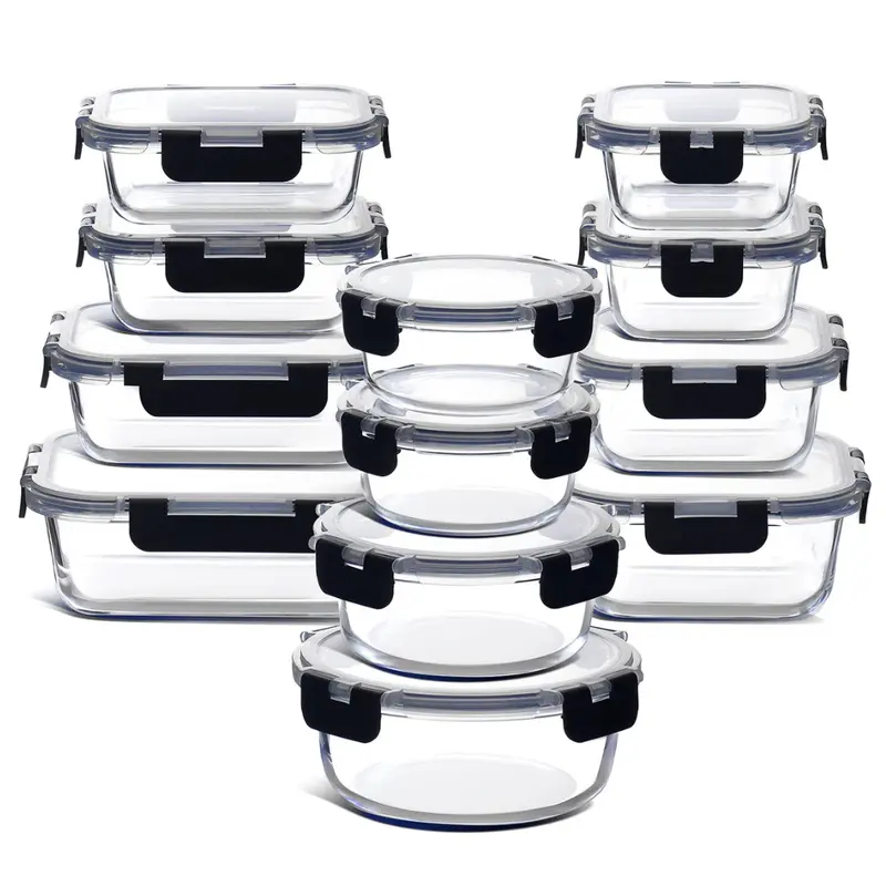 Ivy Bronx 24-Piece Glass Storage Containers With Lids 1