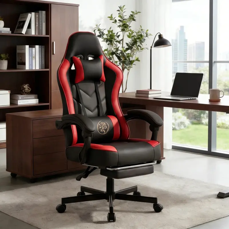 Ivy Bronx Adjustable Reclining Ergonomic Faux Leather Chair 1