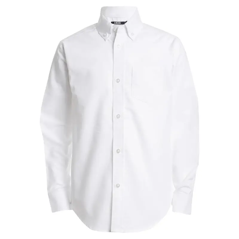 Izod Boys' Long Sleeve Solid Button-Down Oxford Shirt W/ Chest Pocket 1