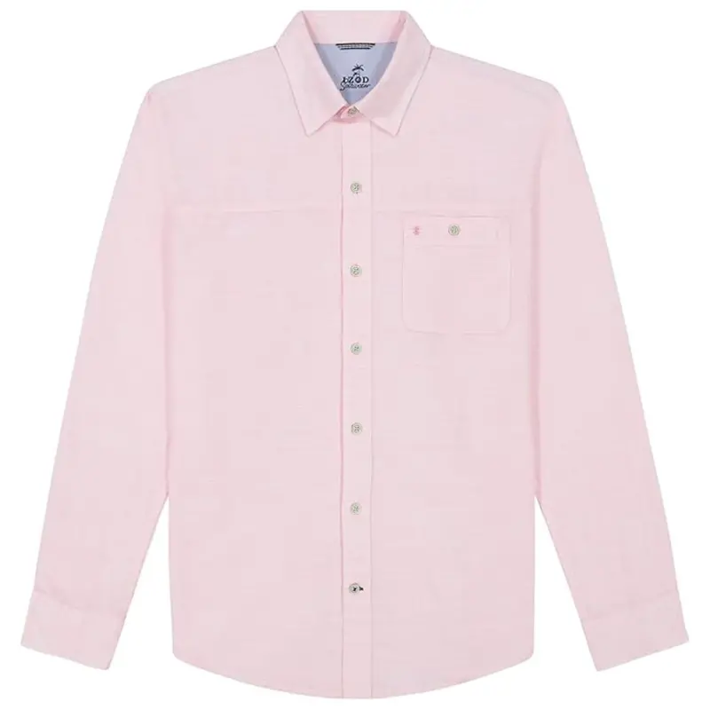 Izod Men's Saltwater Dockside Chambray Short Sleeve Button Down Shirt 1