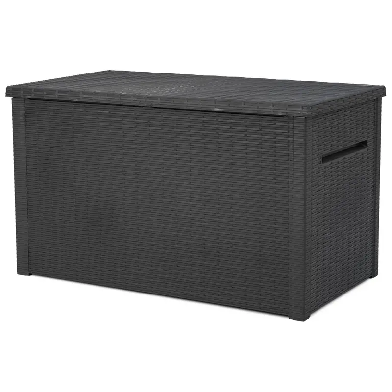 Java Xxl 230 Gal Resin Rattan Look Large Outdoor Storage Deck Box 1