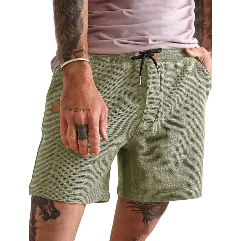 Jmierr Men's 5" Waffle Stretch Waist Drawstring Shorts 1